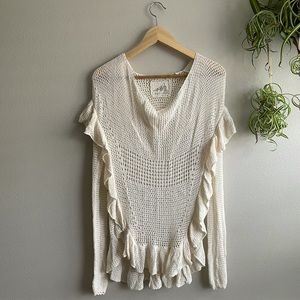 Angel Of The North Crochet Knit Ruffle sweater